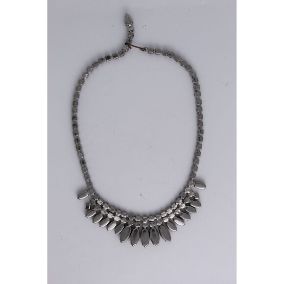 Weiss Rhinestone Necklace, Vintage Black Marquise Fringe, Signed Choker Evening - Picture 10 of 15